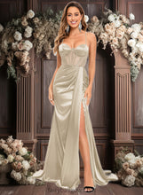 Load image into Gallery viewer, Teagan Trumpet/Mermaid Sweetheart Sweep Train Stretch Satin Prom Dresses XXCP0025836