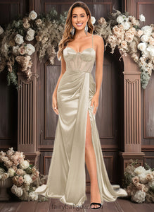 Teagan Trumpet/Mermaid Sweetheart Sweep Train Stretch Satin Prom Dresses XXCP0025836