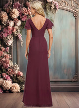 Load image into Gallery viewer, Lyla A-line Boat Neck Floor-Length Chiffon Bridesmaid Dress With Ruffle XXCP0025827