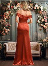 Load image into Gallery viewer, Muriel A-line Off the Shoulder Floor-Length Stretch Satin Bridesmaid Dress XXCP0025757