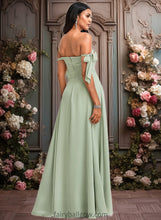 Load image into Gallery viewer, Skyler A-line Cowl Floor-Length Chiffon Bridesmaid Dress With Bow XXCP0025738