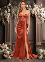 Load image into Gallery viewer, Teagan Trumpet/Mermaid Sweetheart Sweep Train Stretch Satin Prom Dresses XXCP0025836