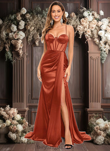 Teagan Trumpet/Mermaid Sweetheart Sweep Train Stretch Satin Prom Dresses XXCP0025836