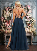 Load image into Gallery viewer, Logan A-line V-Neck Floor-Length Chiffon Prom Dresses With Pleated XXCP0025830