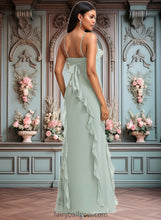 Load image into Gallery viewer, Averi A-line Square Floor-Length Chiffon Bridesmaid Dress With Ruffle XXCP0025735