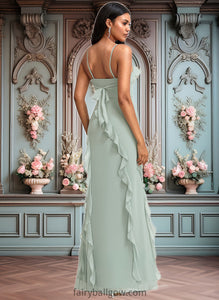 Averi A-line Square Floor-Length Chiffon Bridesmaid Dress With Ruffle XXCP0025735