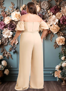 Marlene Jumpsuit/Pantsuit Off the Shoulder Square Floor-Length Chiffon Bridesmaid Dress XXCP0025791