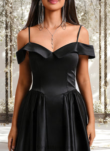 Karina A-line Off the Shoulder Short Satin Homecoming Dress XXCP0025704