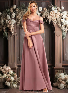 Nyasia A-line Cold Shoulder Floor-Length Satin Bridesmaid Dress XXCP0025750