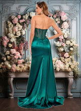 Load image into Gallery viewer, Nicole Trumpet/Mermaid Straight Sweep Train Stretch Satin Prom Dresses With Pleated XXCP0025849