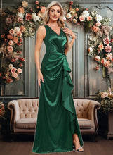 Load image into Gallery viewer, Hailey Trumpet/Mermaid V-Neck Floor-Length Stretch Satin Bridesmaid Dress XXCP0025812