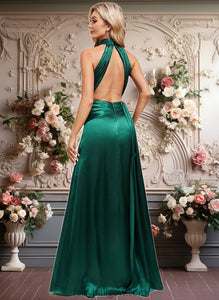 Lena A-line Halter Floor-Length Stretch Satin Bridesmaid Dress With Ruffle XXCP0025817