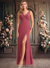 Load image into Gallery viewer, Fatima A-line V-Neck Floor-Length Chiffon Bridesmaid Dress XXCP0025753