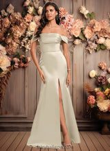 Load image into Gallery viewer, Desirae Trumpet/Mermaid Off the Shoulder Square Floor-Length Satin Prom Dresses With Ruffle XXCP0025883