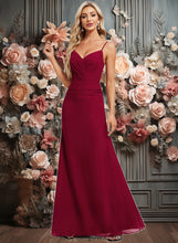 Load image into Gallery viewer, Leslie Trumpet/Mermaid V-Neck Floor-Length Chiffon Bridesmaid Dress XXCP0025825