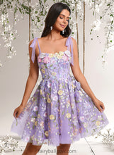 Load image into Gallery viewer, Emilia A-line Scoop Short Floral Lace Homecoming Dress With Bow 3D Floral XXCP0025695