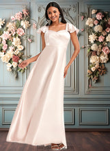 Load image into Gallery viewer, Alisa A-line V-Neck Floor-Length Stretch Satin Bridesmaid Dress With Bow XXCP0025759