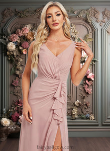 Dayanara A-line V-Neck Floor-Length Chiffon Bridesmaid Dress XXCP0025820