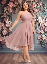 Load image into Gallery viewer, Bailey A-line One Shoulder Asymmetrical Chiffon Bridesmaid Dress With Ruffle XXCP0025819