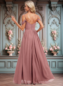 Lainey A-line Cold Shoulder Asymmetrical Chiffon Bridesmaid Dress XXCP0025823