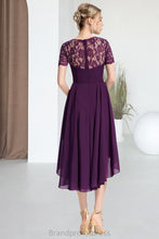 Load image into Gallery viewer, Selina A-line Scoop Asymmetrical Chiffon Lace Homecoming Dress XXCP0020587