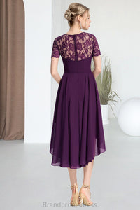 Selina A-line Scoop Asymmetrical Chiffon Lace Homecoming Dress XXCP0020587