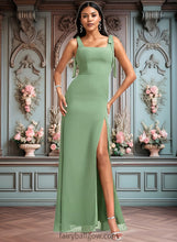 Load image into Gallery viewer, Brenna A-line Square Floor-Length Chiffon Bridesmaid Dress With Bow XXCP0025740