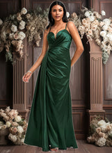 Load image into Gallery viewer, Dania A-line V-Neck Floor-Length Stretch Satin Bridesmaid Dress XXCP0025745