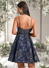 Load image into Gallery viewer, Leia A-line V-Neck Short Jacquard Homecoming Dress XXCP0025701