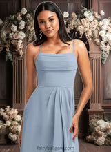 Load image into Gallery viewer, Edith A-line Cowl Asymmetrical Chiffon Bridesmaid Dress With Ruffle XXCP0025727