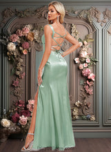 Load image into Gallery viewer, Sandy Trumpet/Mermaid Square Floor-Length Stretch Satin Bridesmaid Dress XXCP0025784