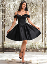 Load image into Gallery viewer, Karina A-line Off the Shoulder Short Satin Homecoming Dress XXCP0025704