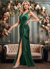 Load image into Gallery viewer, Hailey Trumpet/Mermaid V-Neck Floor-Length Stretch Satin Bridesmaid Dress XXCP0025812