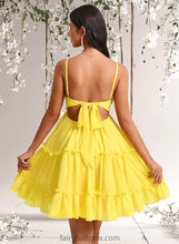 Load image into Gallery viewer, Lilith A-line V-Neck Short Chiffon Homecoming Dress With Ruffle Sequins XXCP0025700