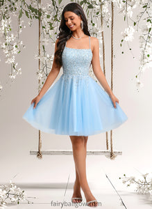 Melody A-line Scoop Short Tulle Sequin Homecoming Dress With Sequins Beading XXCP0025706