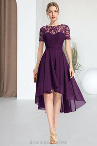 Selina A-line Scoop Asymmetrical Chiffon Lace Homecoming Dress XXCP0020587