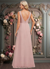 Load image into Gallery viewer, Dayanara A-line V-Neck Floor-Length Chiffon Bridesmaid Dress XXCP0025820