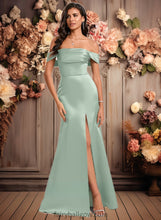 Load image into Gallery viewer, Desirae Trumpet/Mermaid Off the Shoulder Square Floor-Length Satin Prom Dresses With Ruffle XXCP0025883