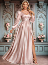 Load image into Gallery viewer, Gemma A-line V-Neck Floor-Length Stretch Satin Prom Dresses XXCP0025880