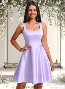 Sherry A-line Sweetheart Short Satin Homecoming Dress With Bow XXCP0025682