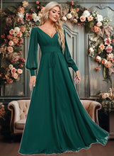 Load image into Gallery viewer, Chasity A-line V-Neck Floor-Length Chiffon Bridesmaid Dress XXCP0025816