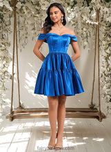 Load image into Gallery viewer, Elaine Ball-Gown/Princess Off the Shoulder Short Satin Homecoming Dress XXCP0025680