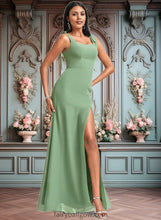 Load image into Gallery viewer, Brenna A-line Square Floor-Length Chiffon Bridesmaid Dress With Bow XXCP0025740