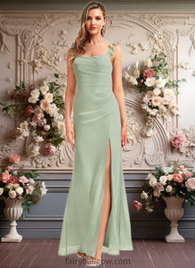 Averie A-line Square Floor-Length Chiffon Bridesmaid Dress With Ruffle XXCP0025739