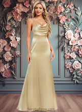 Load image into Gallery viewer, Gabrielle Trumpet/Mermaid Cowl Floor-Length Stretch Satin Bridesmaid Dress XXCP0025792