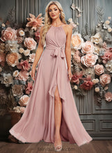 Load image into Gallery viewer, Patsy A-line Halter Floor-Length Chiffon Bridesmaid Dress XXCP0025821