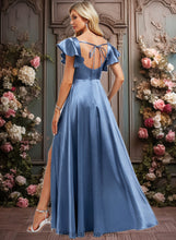 Load image into Gallery viewer, Maritza A-line Square Floor-Length Stretch Satin Bridesmaid Dress With Ruffle XXCP0025769