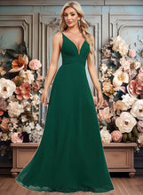 Load image into Gallery viewer, Ayanna A-line V-Neck Floor-Length Chiffon Bridesmaid Dress XXCP0025813