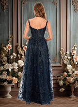 Load image into Gallery viewer, Ally A-line Square Floor-Length Organza Lace Floral Prom Dresses With Sequins XXCP0025844