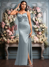 Load image into Gallery viewer, Frida A-line V-Neck Floor-Length Stretch Satin Bridesmaid Dress XXCP0025728